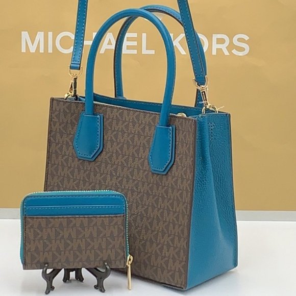 Michael Kors Mercer Md Crossbody Messenger Bag & Jet Set Md ZA Card Case Wallet - Picture 2 of 16